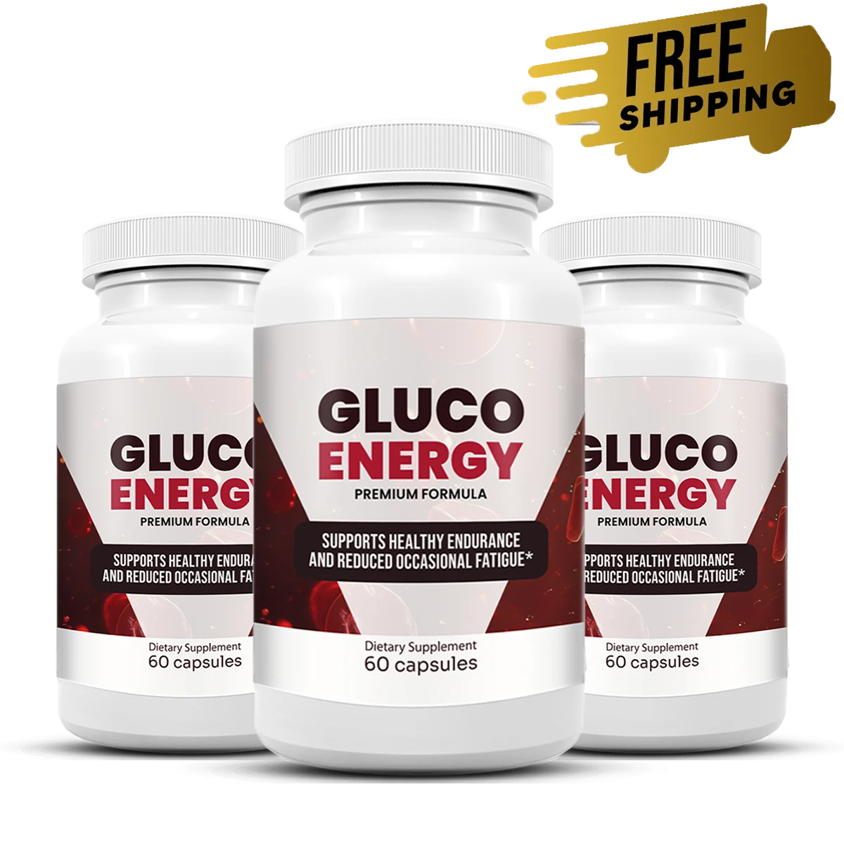 Gluco Energy blood sugar support supplement bottles